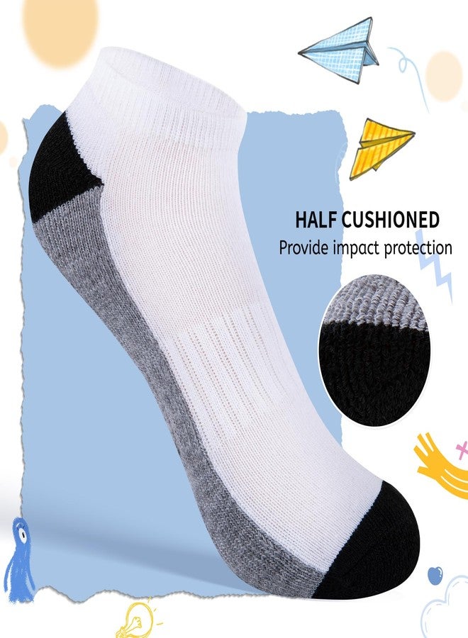 Comfoex Boys Socks 8 Pairs 6-8 4-6 8-10 Years Old Ankle Athletic Low Cut Short Half Cushioned Socks For Big Little Kids - Image 4